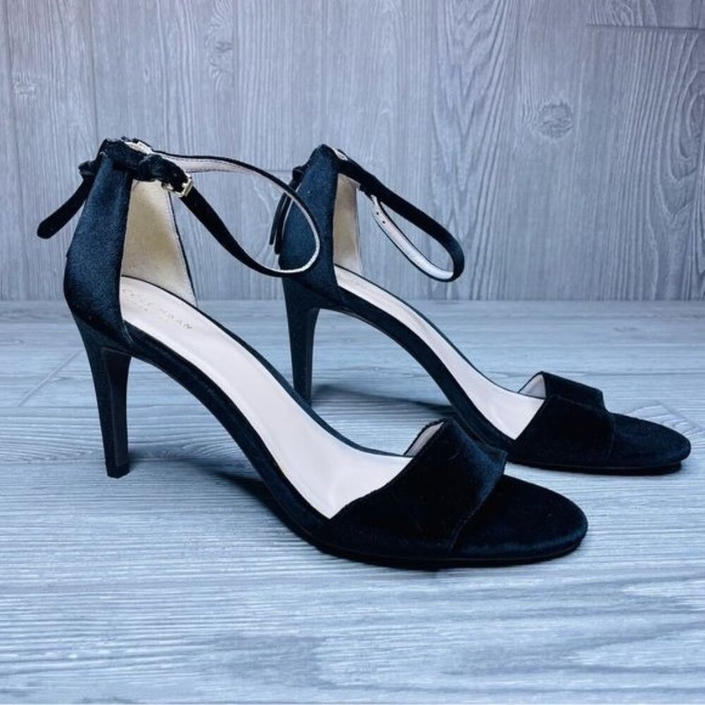 Cole Haan Black Velvet Glitter Heel Clara Grand shoes 11 glitter heels pumps for